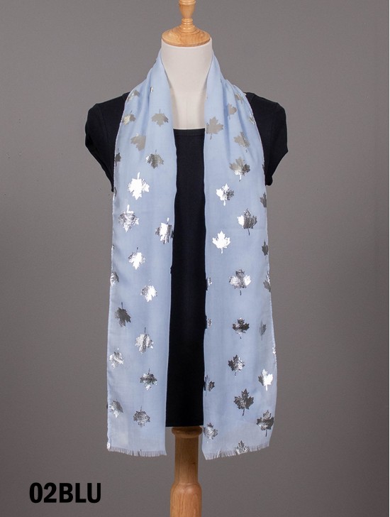 Foil Maple Leaf Print Scarf